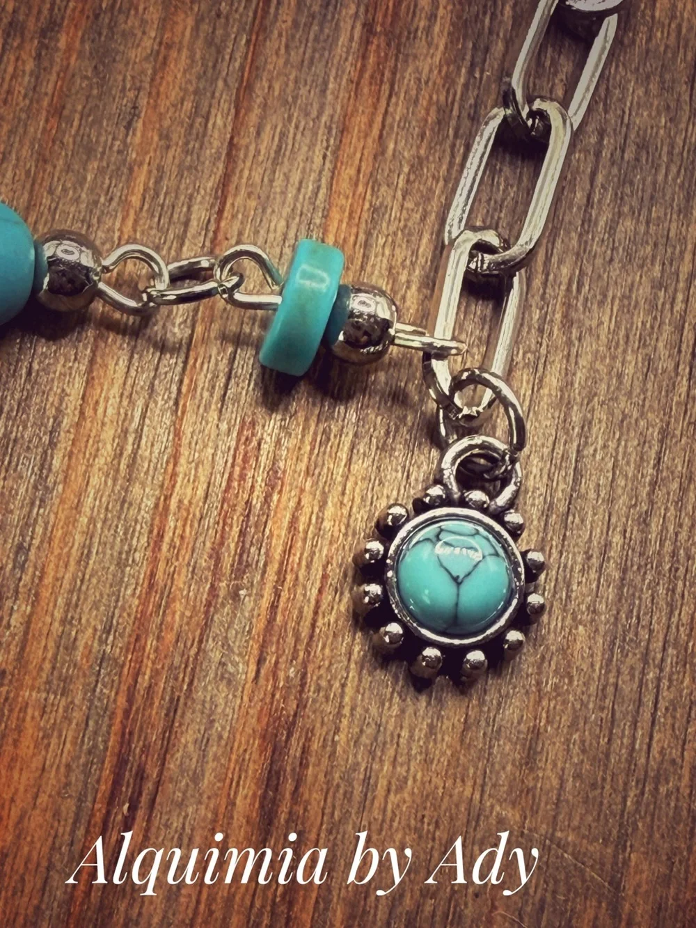 Silver sun dainty turquoise summer beaded bracelet